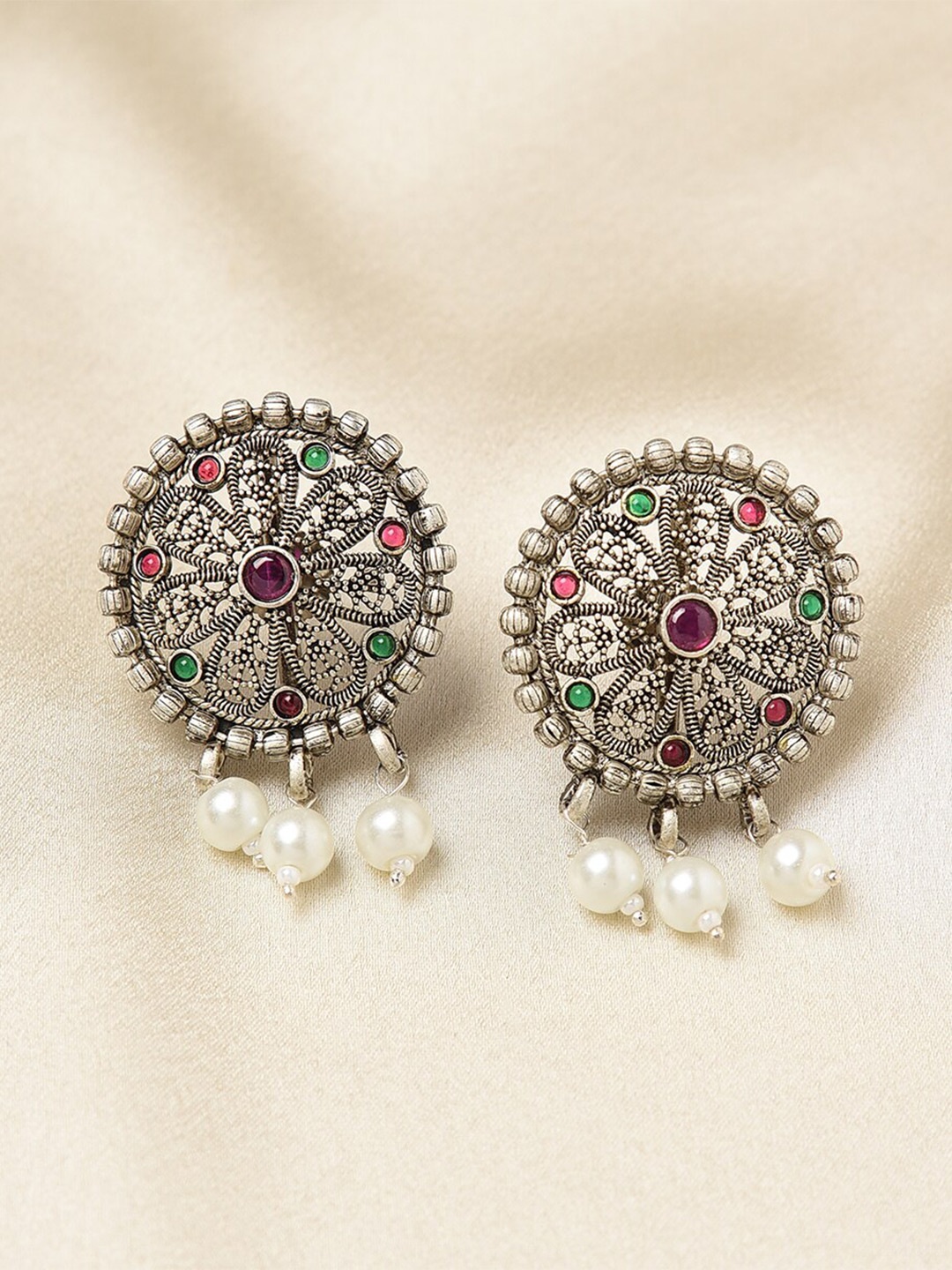 

JAYPORE Silver-Plated Oxidised Contemporary Studs