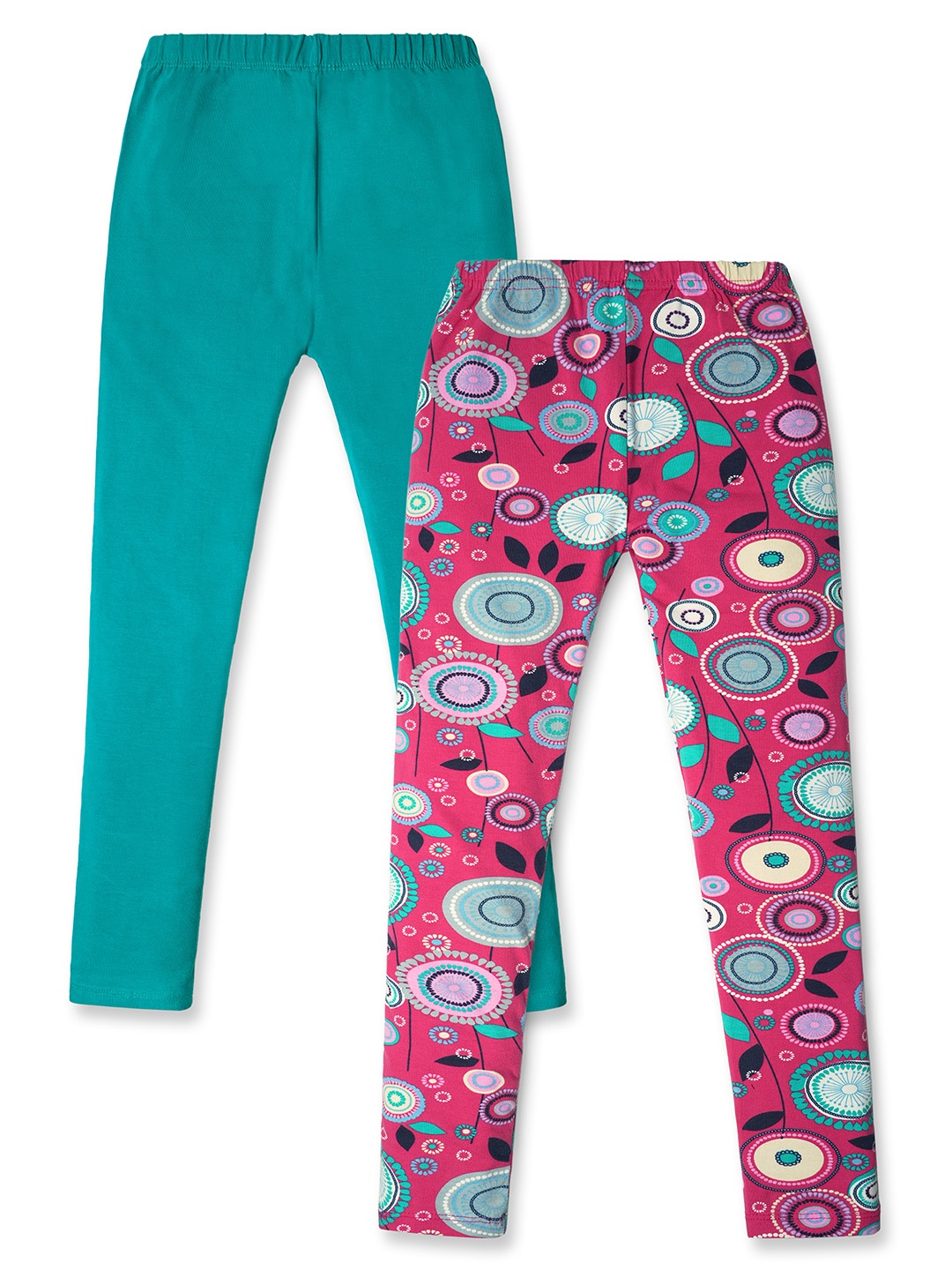 

Nino Togs Girls Pack Of 2 Printed Ankle Length Cotton Leggings, Green