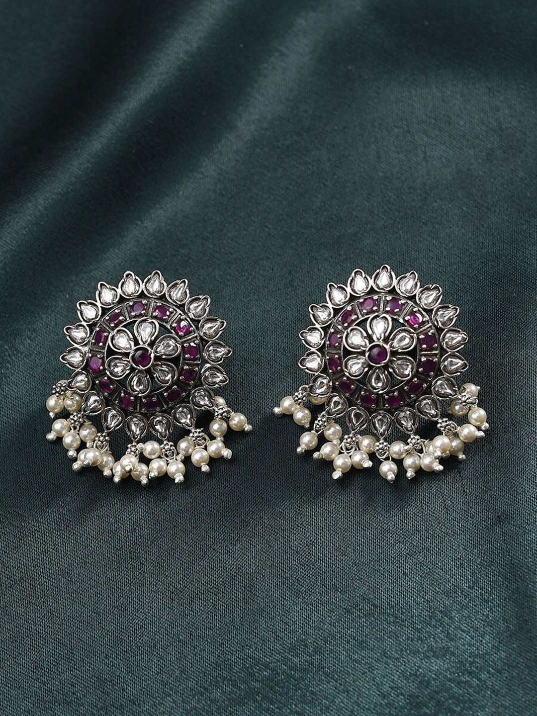 

JAYPORE Silver Pearl Beaded Contemporary Studs