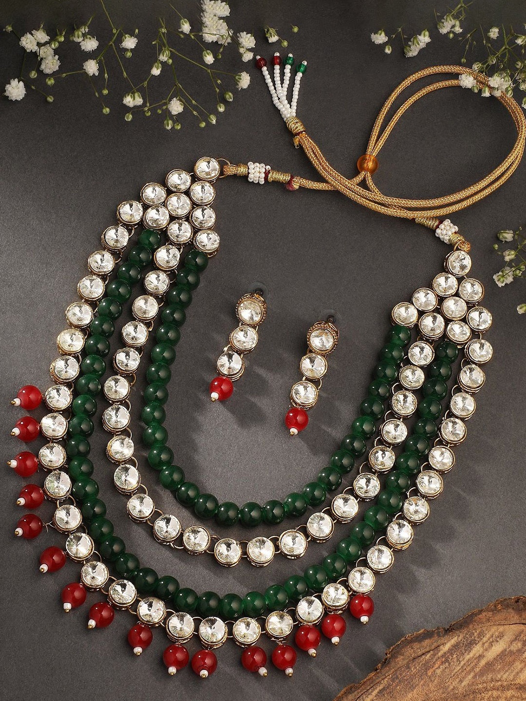 

Stefan Gold Plated & Kundan Studded Jewellery set