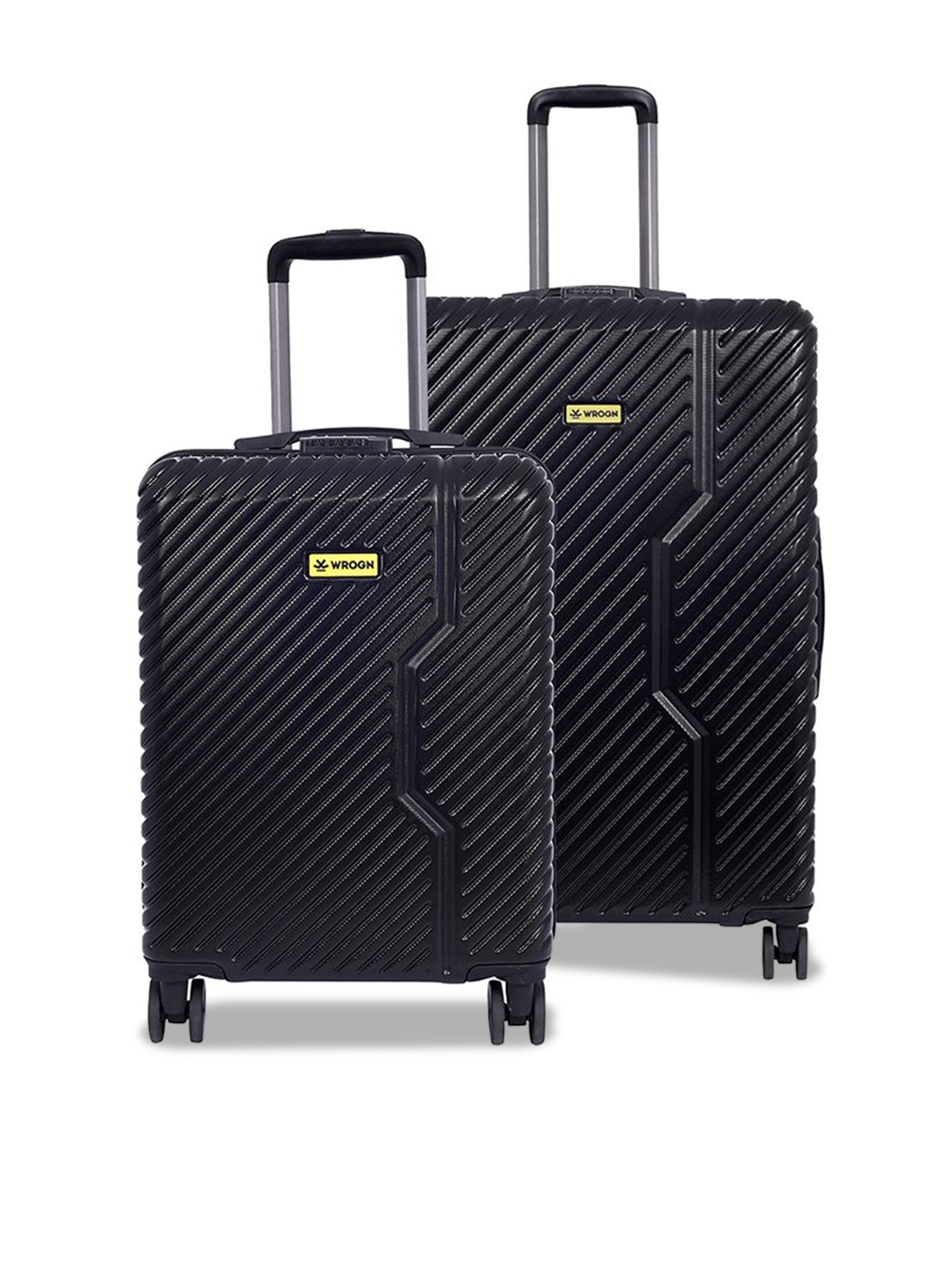 

WROGN Set Of 2 Hard-Sided Large & Cabin Trolley Bag, Black