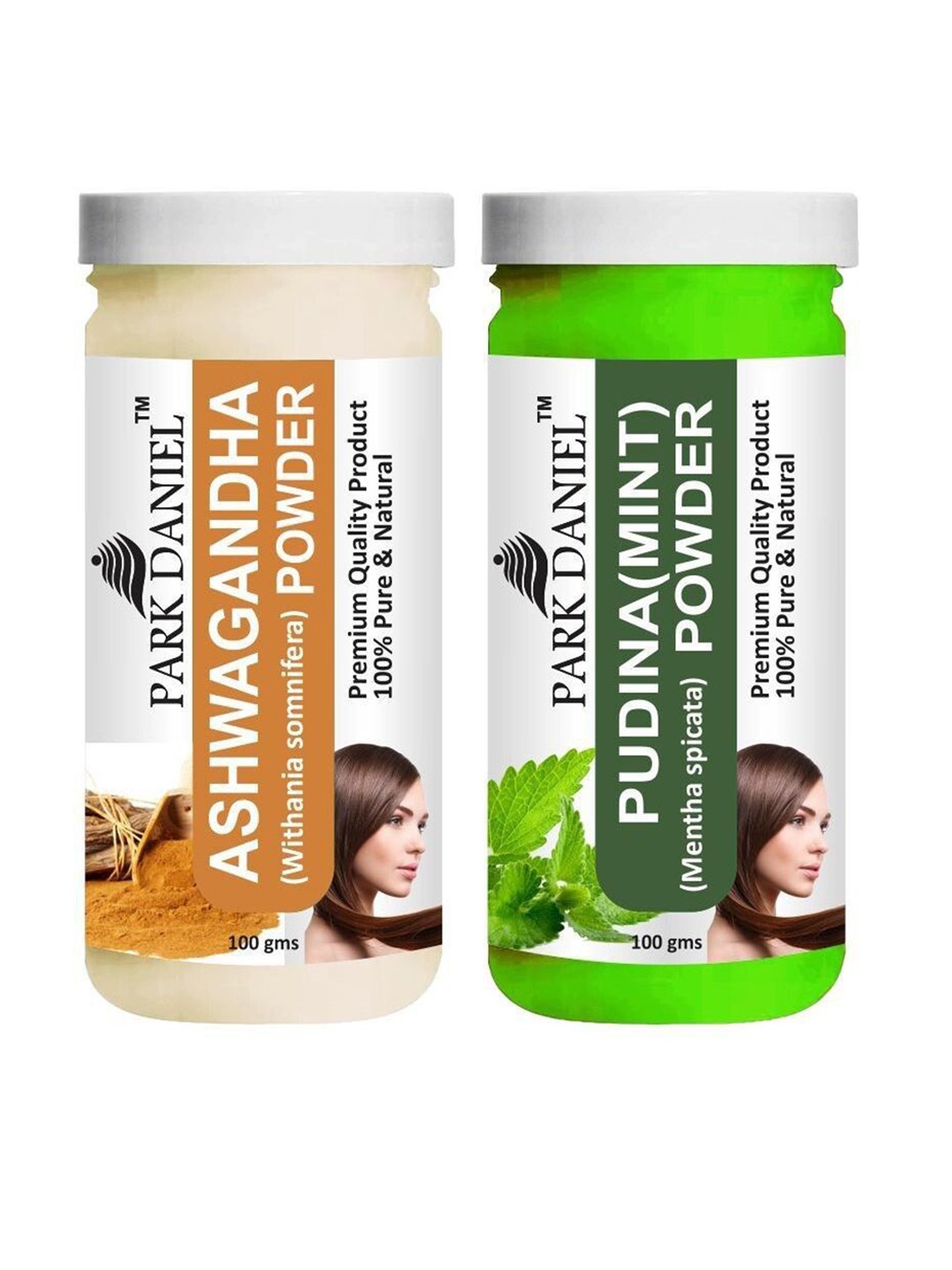 

Park Daniel Set Of 2 Ashwagandha & Pudina Powder Combo For Skin & Hair- 100g Each, White