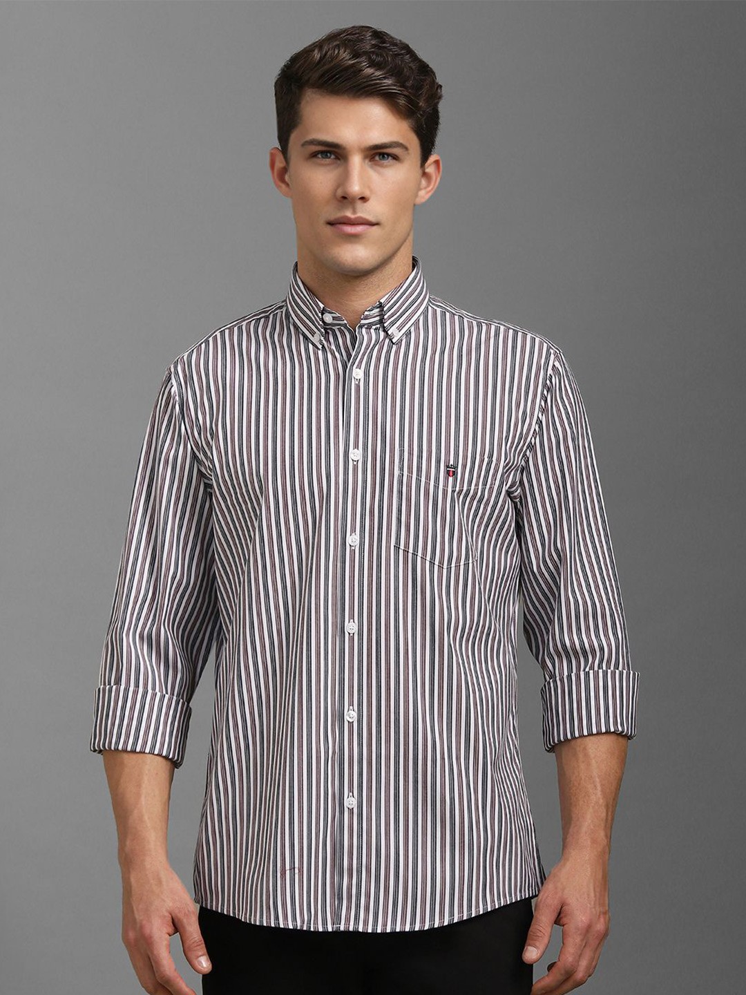 

Louis Philippe Sport Men Slim Fit Opaque Striped Casual Shirt, White