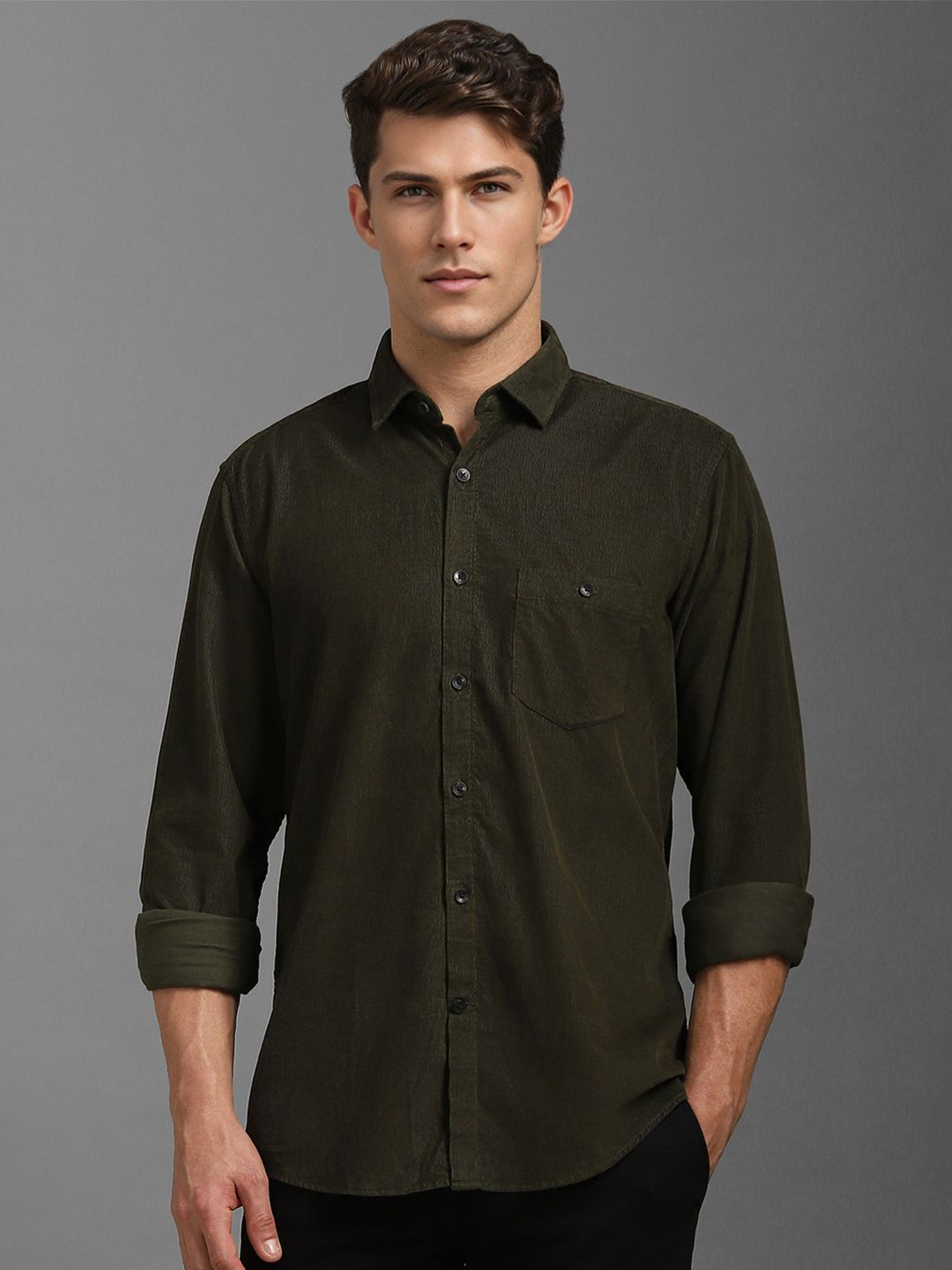

Louis Philippe Sport Men Slim Fit Opaque Casual Shirt, Olive