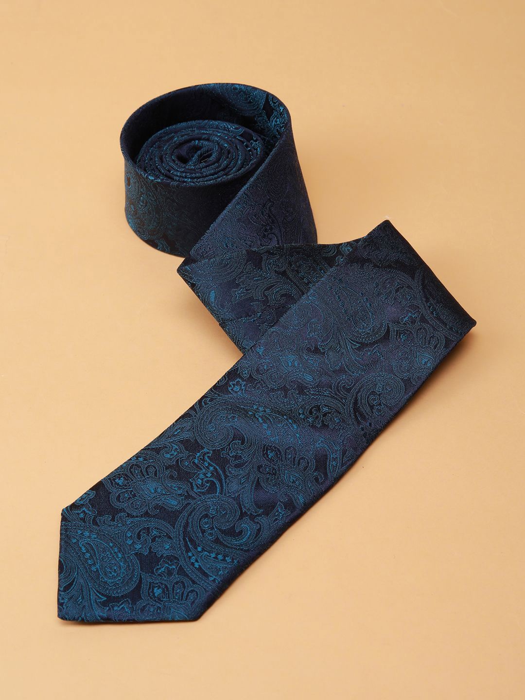

Peter England Men Printed Skinny Tie, Navy blue