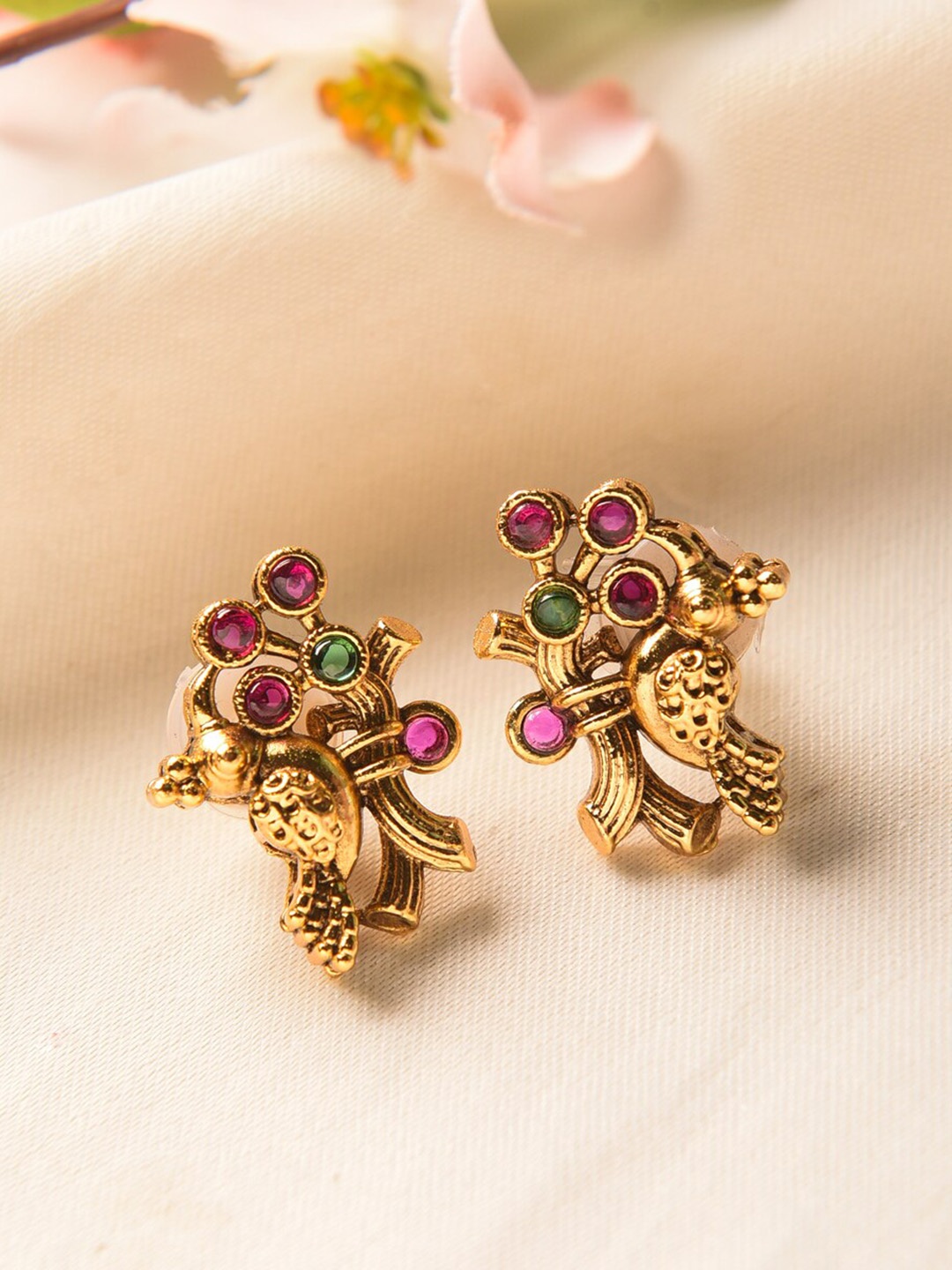 

JAYPORE Gold-Plated Contemporary Stone Studded Studs