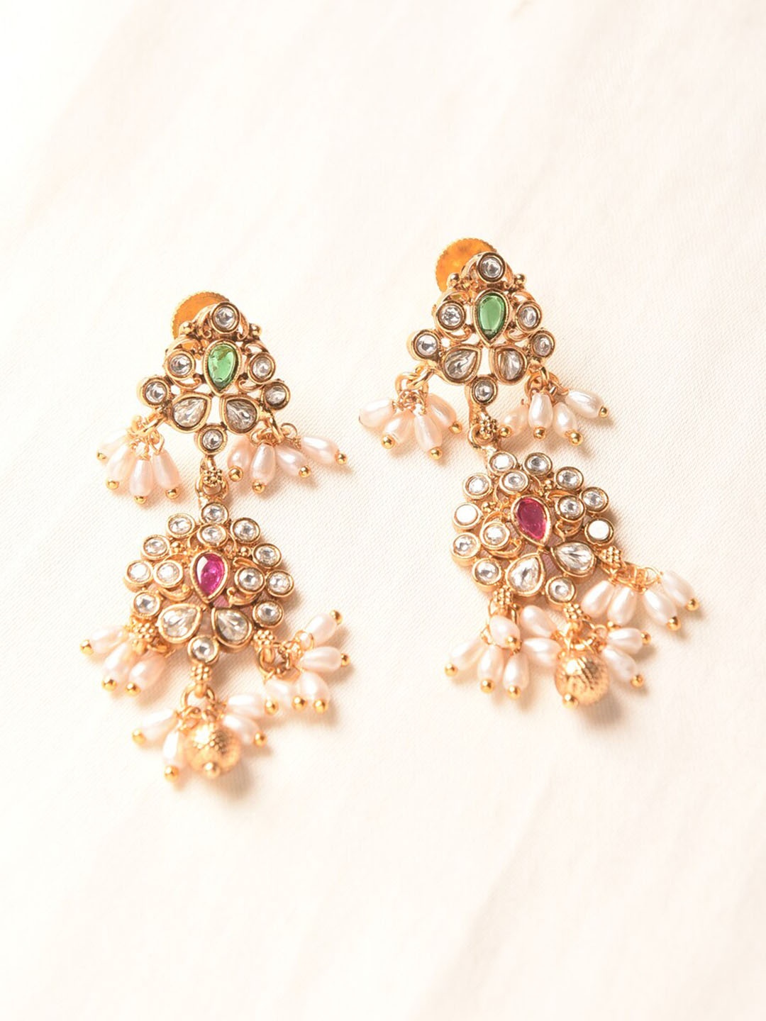 

JAYPORE Gold-Plated Contemporary Drop Earrings