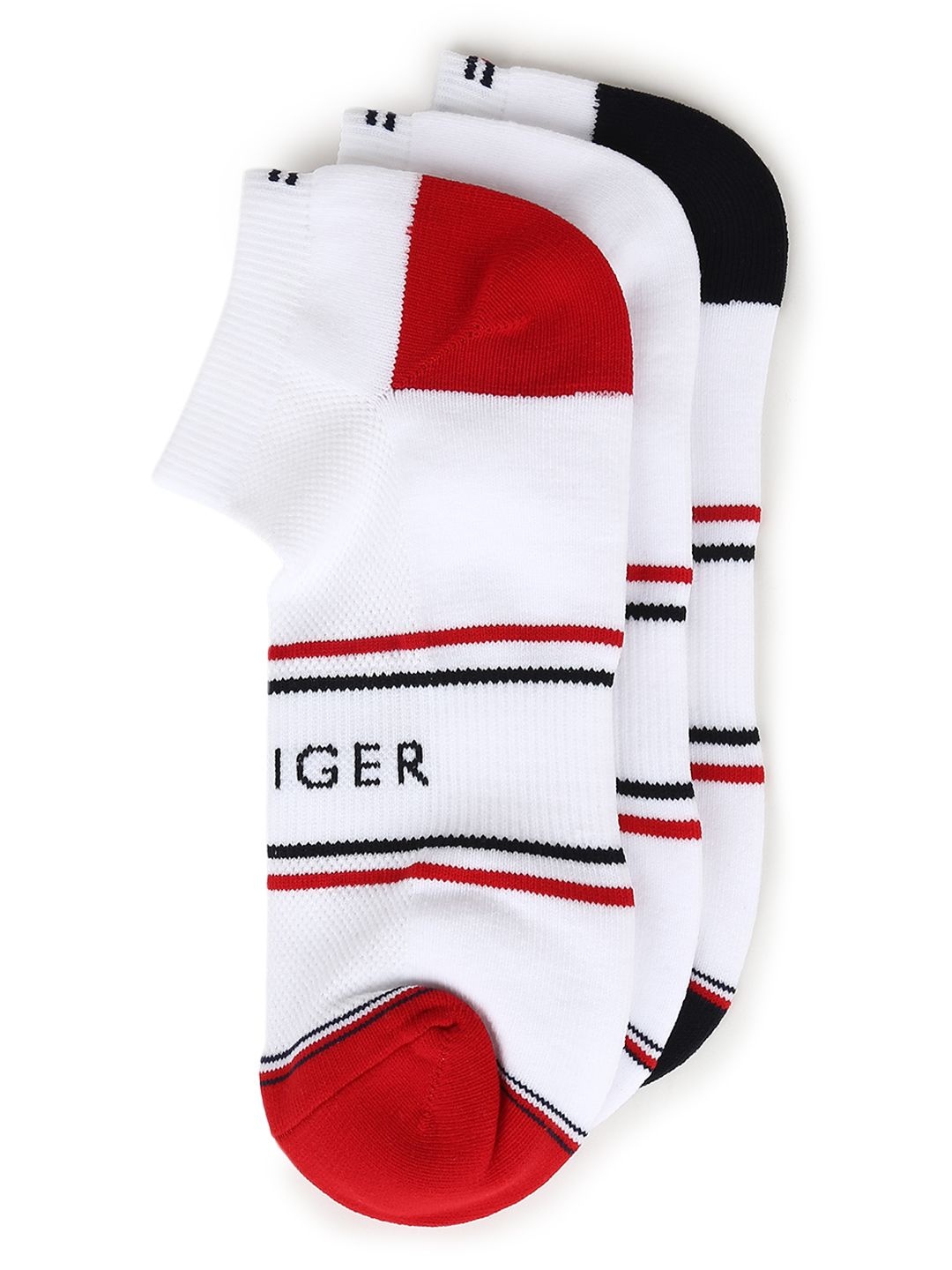 

Tommy Hilfiger Men Pack Of 3 Patterned Ankle-Length Socks, White