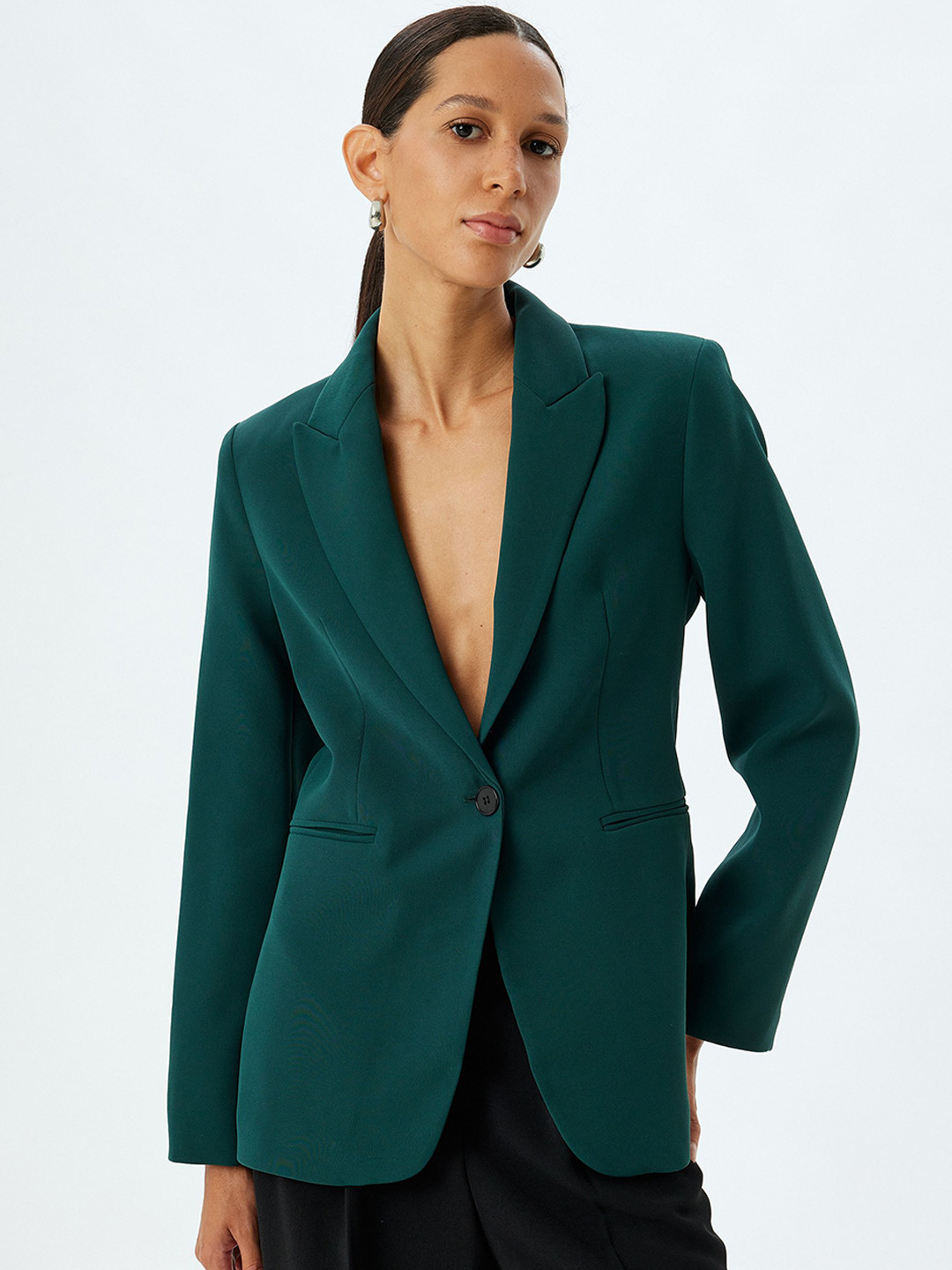 

Koton Slim-Fit Shawl Collar Single Breasted Blazer, Olive
