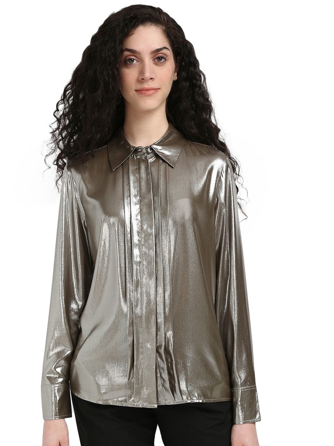 

Tommy Hilfiger Women Cutaway Collar Solid Casual Shirt, Grey