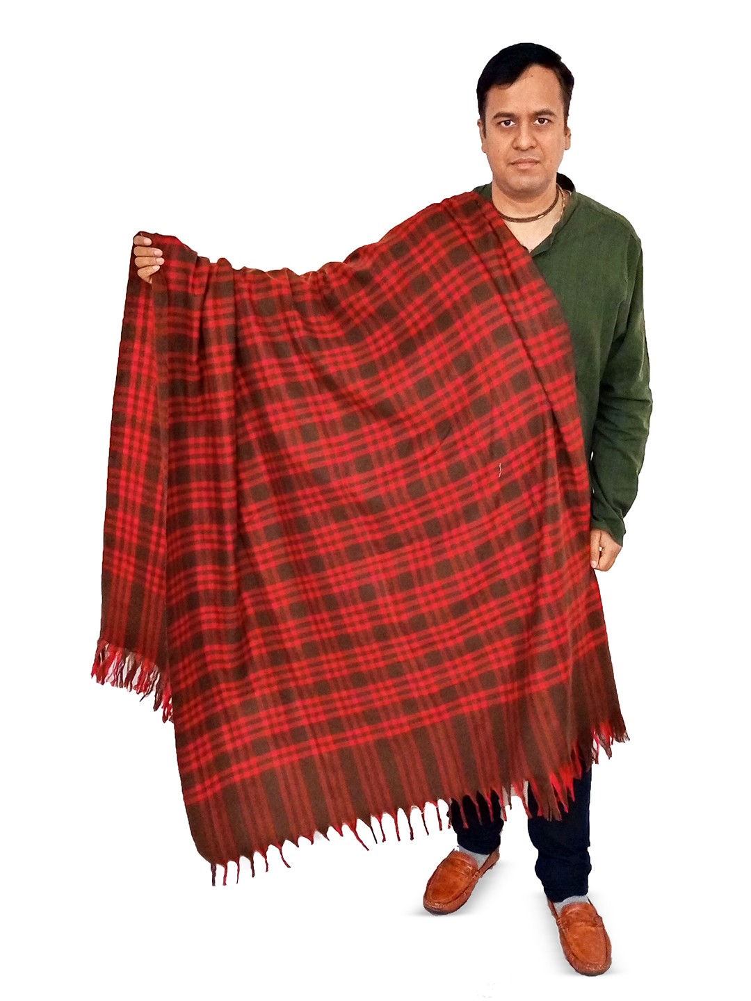 

Vrinde Men Checked Shawl, Red