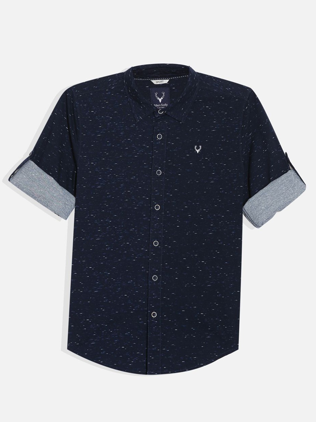 

Allen Solly Junior Boys Slim Fit Opaque Printed Casual Shirt, Navy blue