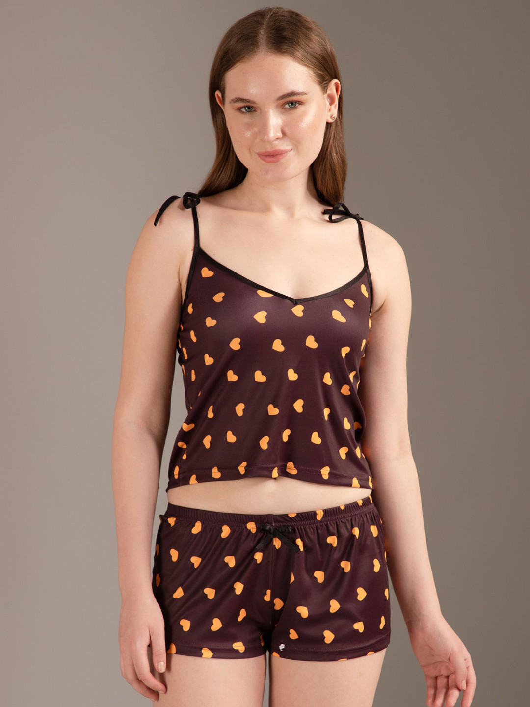 

Louis Bayrad Women Printed Night suit, Brown