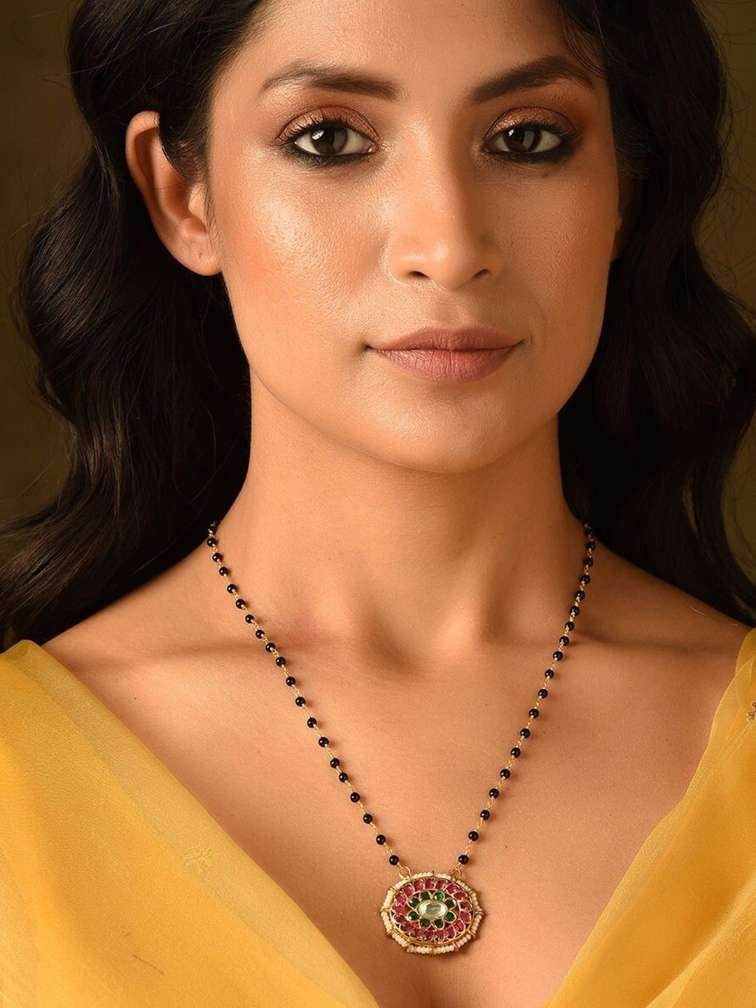 

JAYPORE Gold-Plated Stone Studded & Beaded Necklace