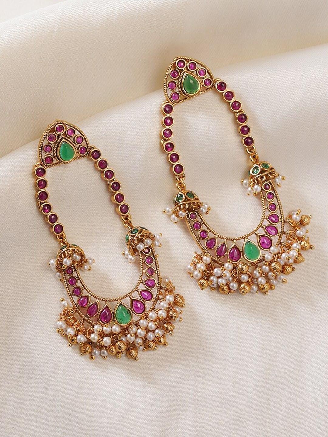 

JAYPORE Contemporary Jhumkas Earrings, Gold