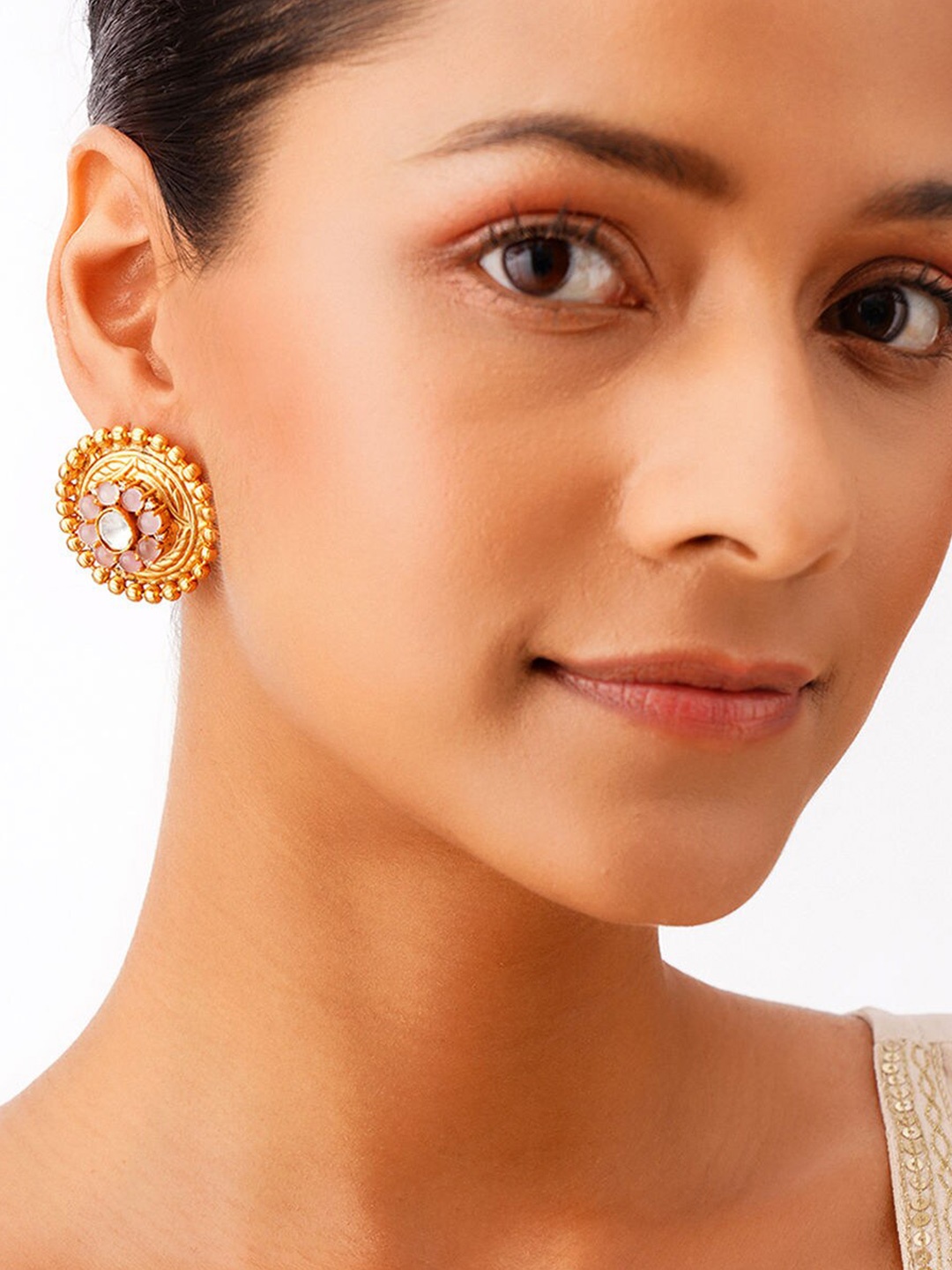 

JAYPORE Kundan Studded Classic Studs, Gold