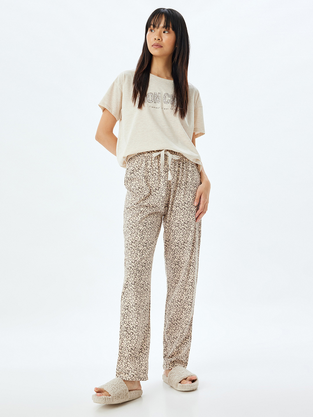 

Koton Women Printed Night suit, Beige