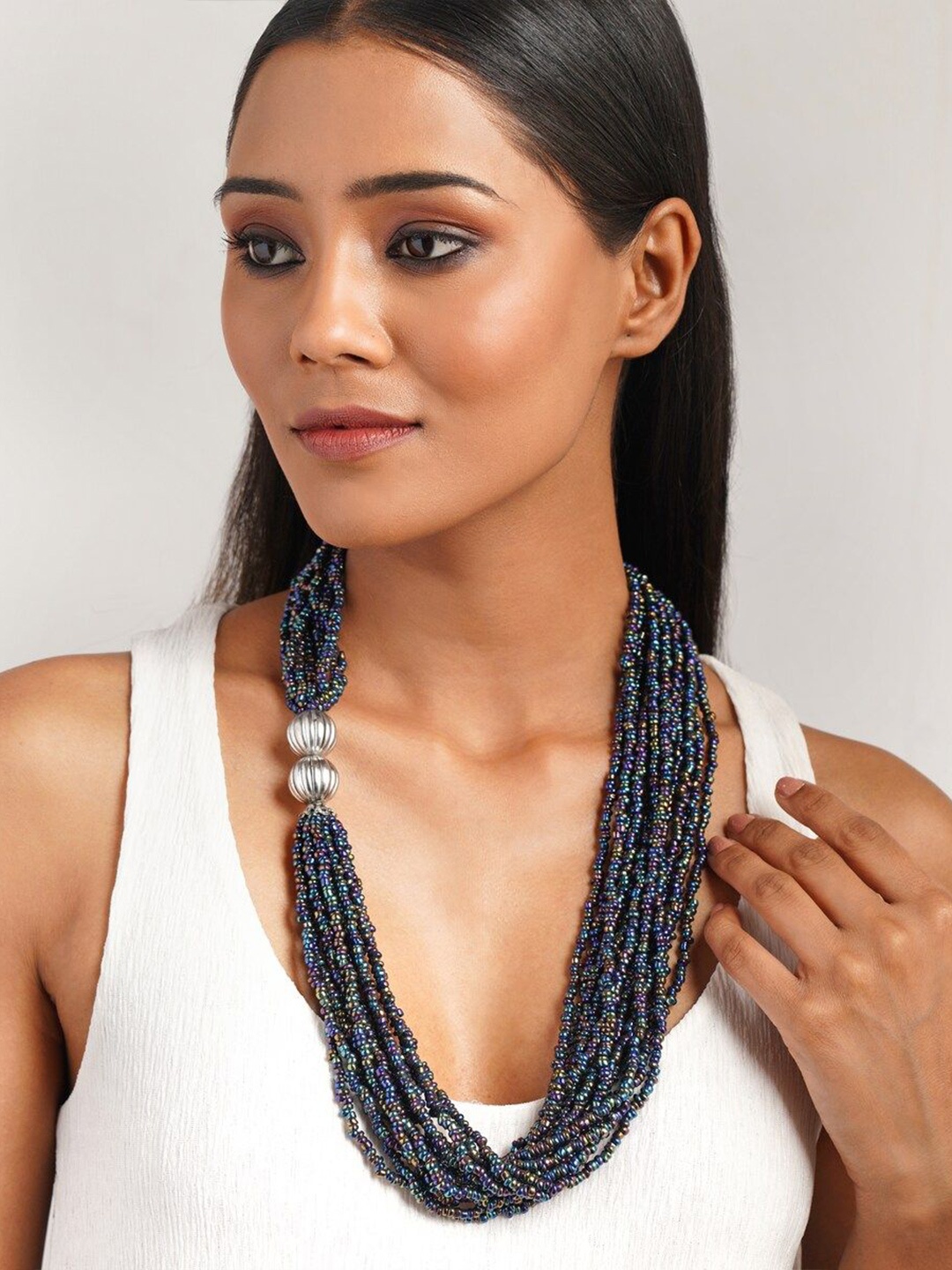 

JAYPORE Beaded Necklace, Black