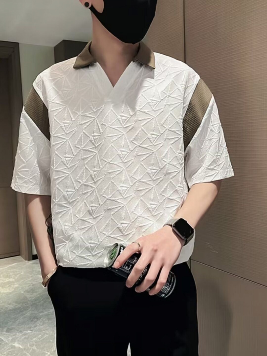 

StyleCast Men Self Design Polo Collar T-shirt, White