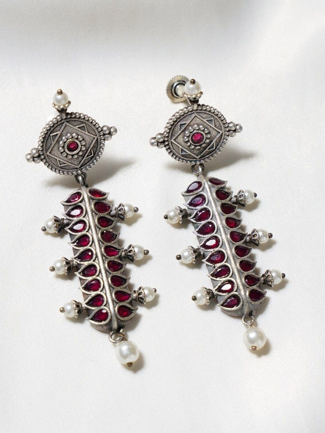 

JAYPORE Contemporary Drop Earrings, Silver