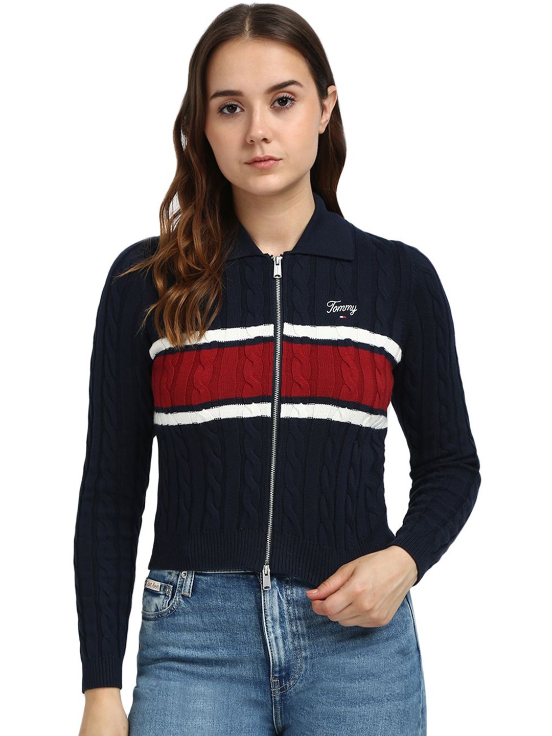 

Tommy Hilfiger Women Colourblocked Cardigan, Blue