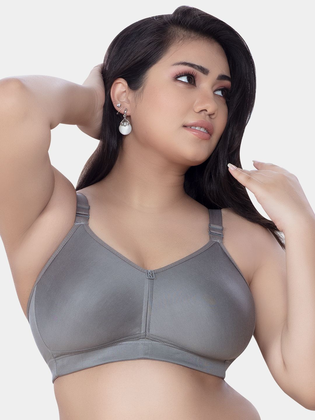 

Trylo Riza T-FIT Non-Padded Non-Wired Full Coverage Seamless Hosiery Cotton Fabric Bra, Grey