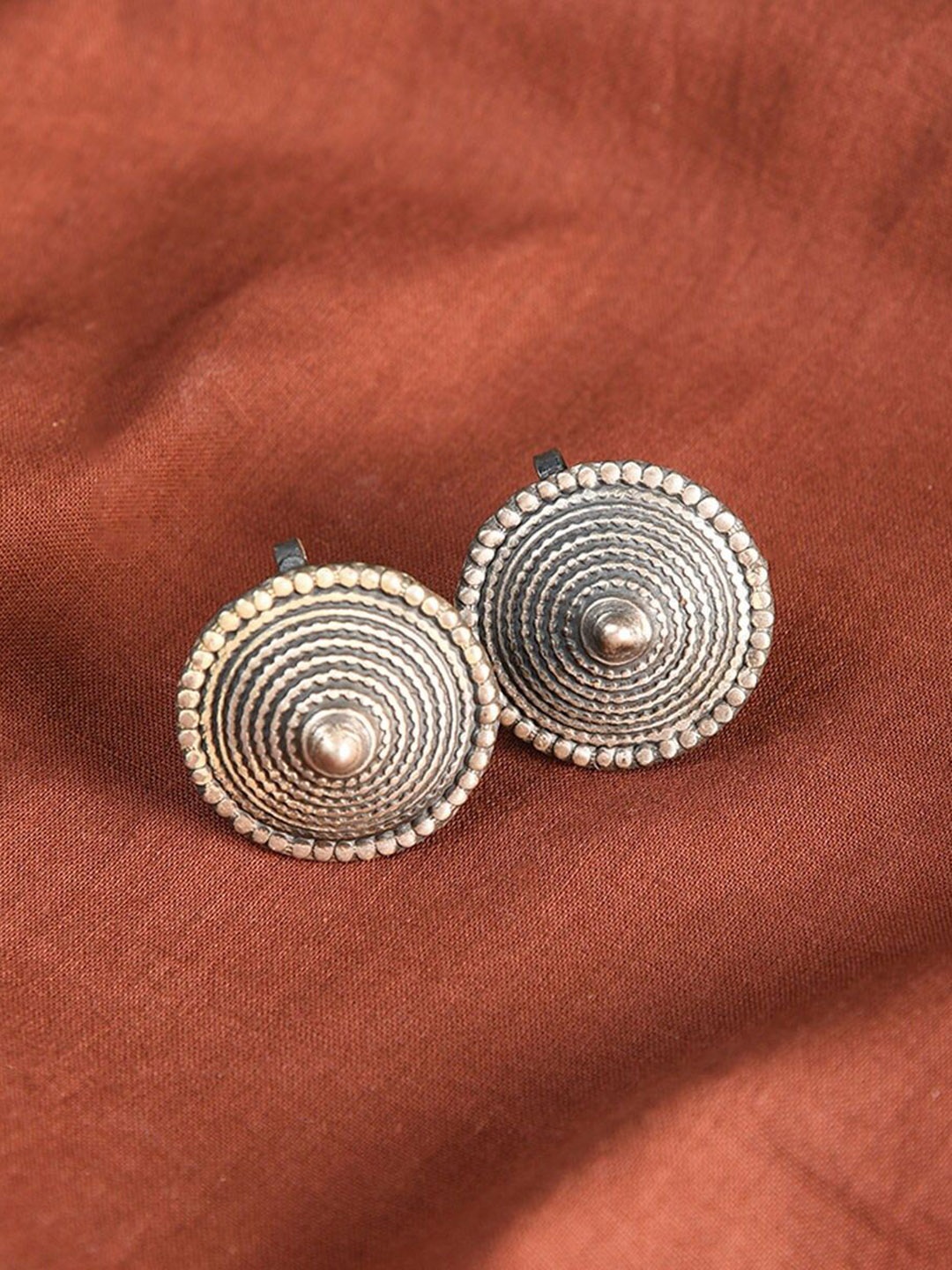 

JAYPORE Silver-Plated Contemporary Stone Stud Drop Earrings