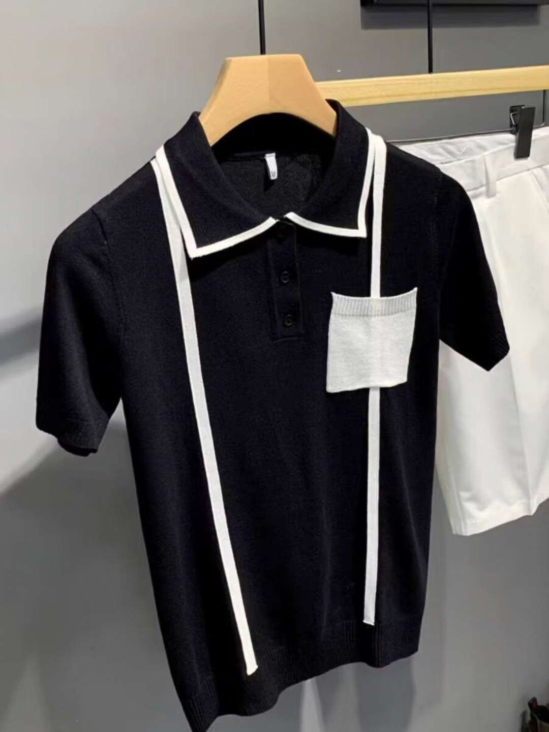 

StyleCast Men Striped Printed Polo Collar Slim Fit T-shirt, Black
