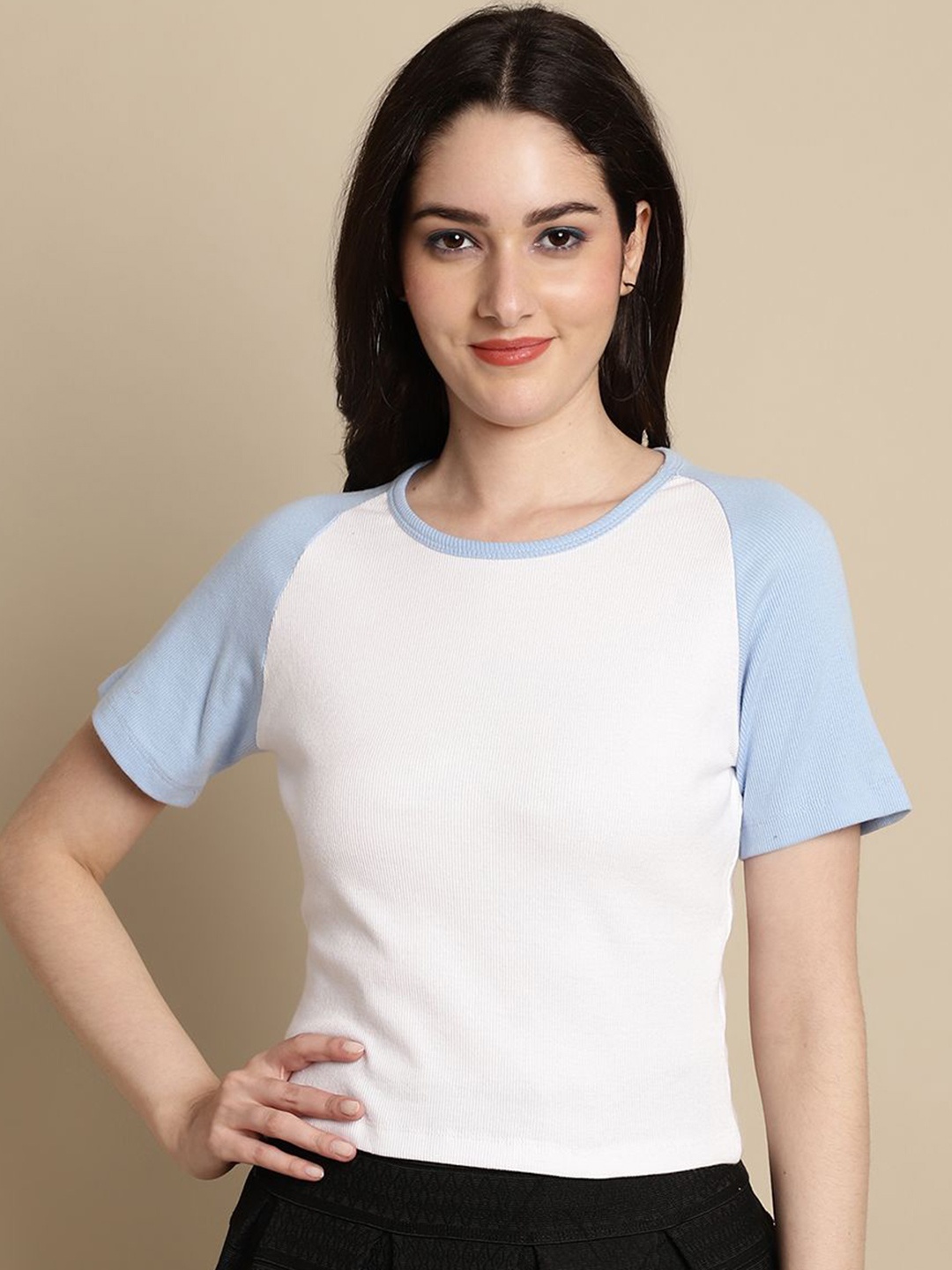 

Friskers Colourblocked Cotton Crop Top, White