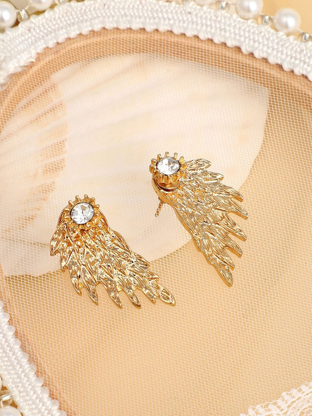 

SOHI Gold-Plated Contemporary Drop Earrings