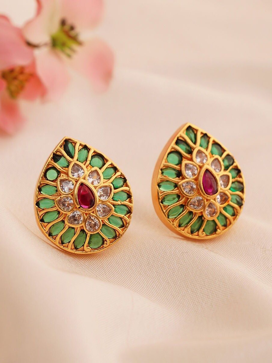 

JAYPORE Gold-Plated Stone Studded Studs