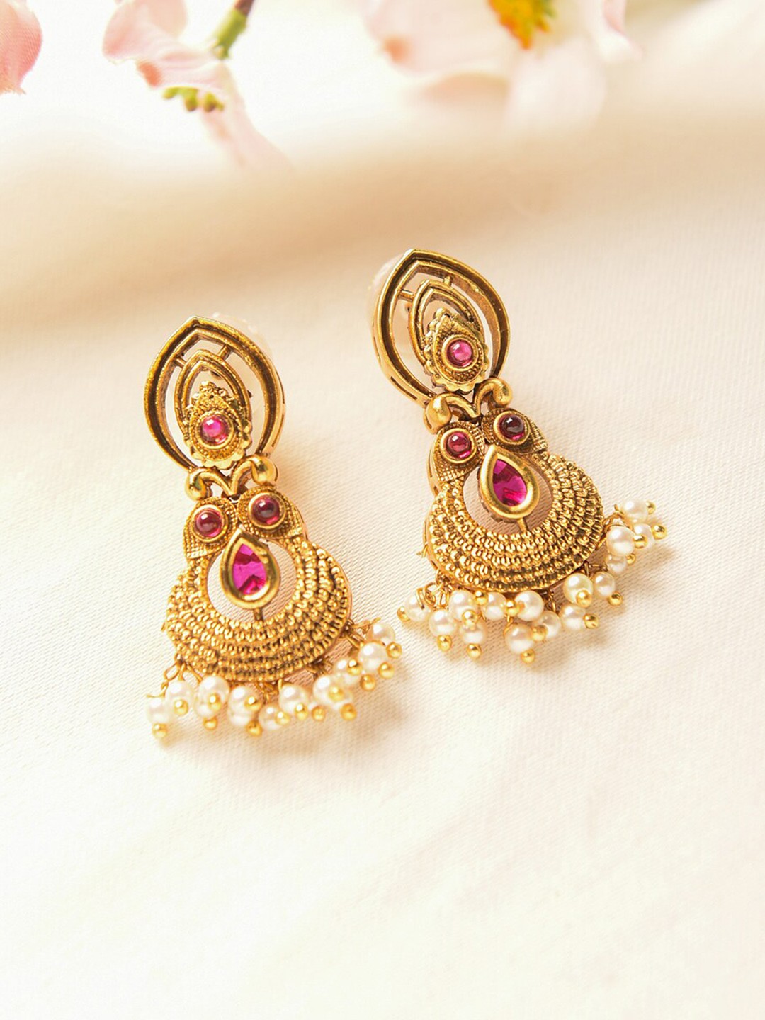 

JAYPORE Contemporary Drop Earrings, Gold