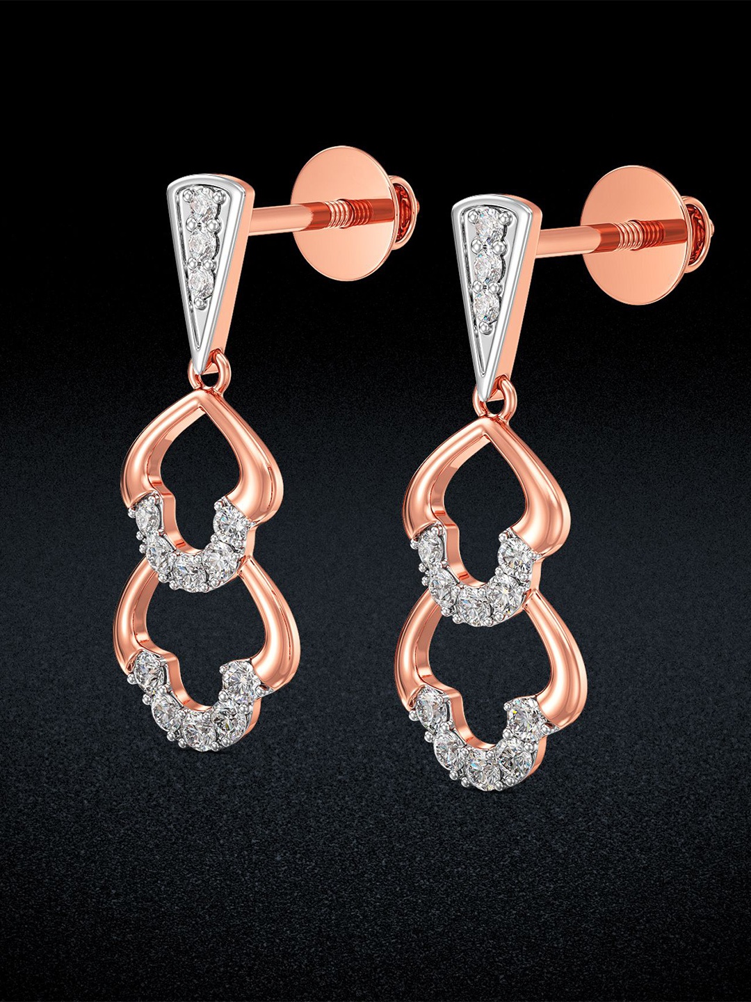 

Joyalukkas Women 18KT Rose Gold Diamond Earrings 2.49 Gm