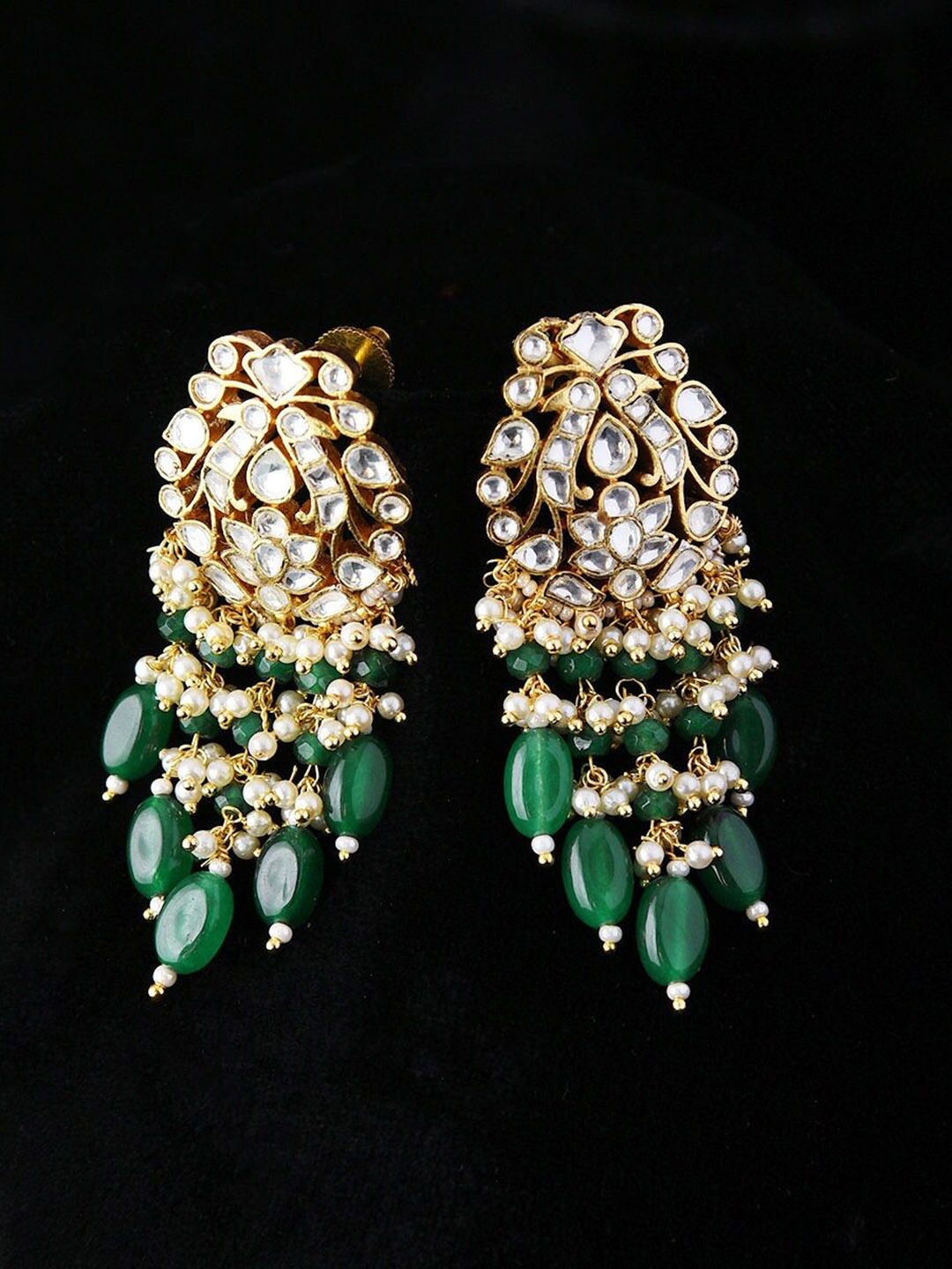 

JAYPORE Contemporary Jhumkas Earrings, Gold