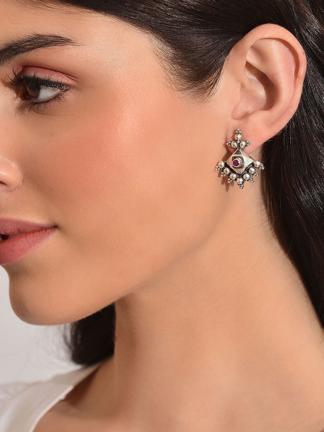 

JAYPORE Contemporary Pearls Studs Earrings, Silver