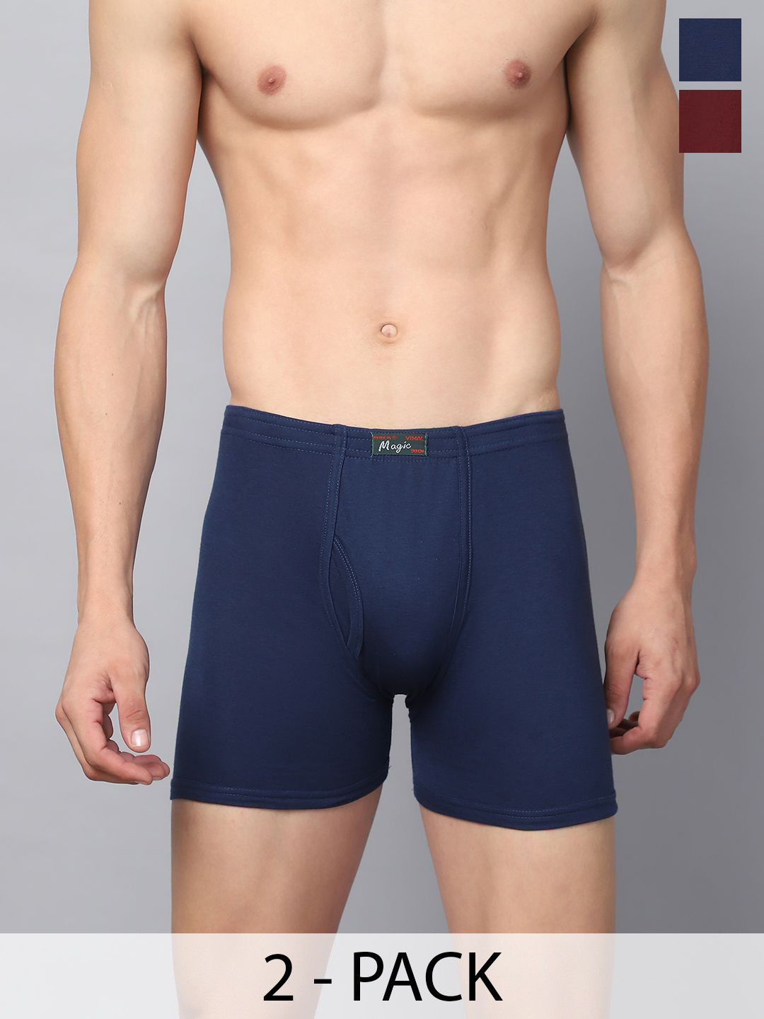 

VIMAL JONNEY Men Pack Of 2 Assorted Cotton Trunks MAGIC__BLUE__G__02