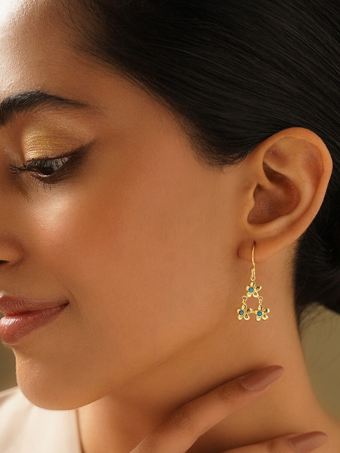 

JAYPORE Contemporary Labardorite Drop Earrings, Gold
