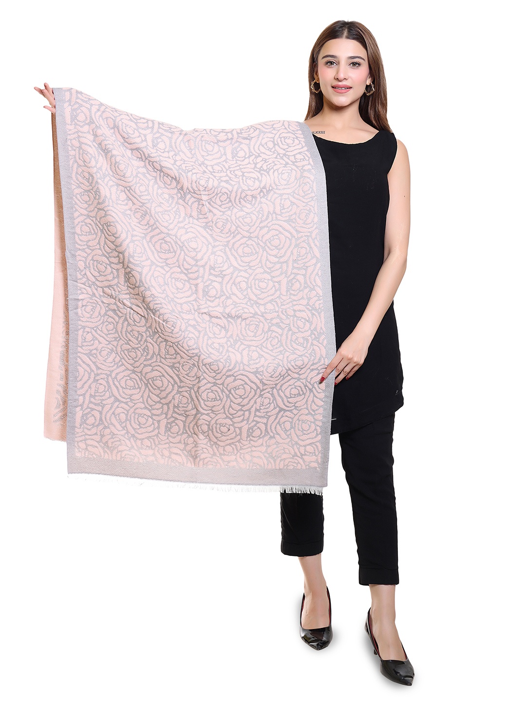 

Oswal International Women Acrylic Shawl, Peach