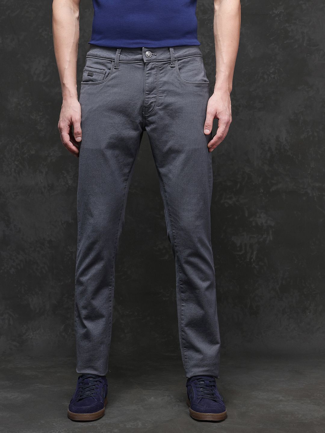 

RARE RABBIT Men Mildly Distressed Stretchable Jeans, Grey