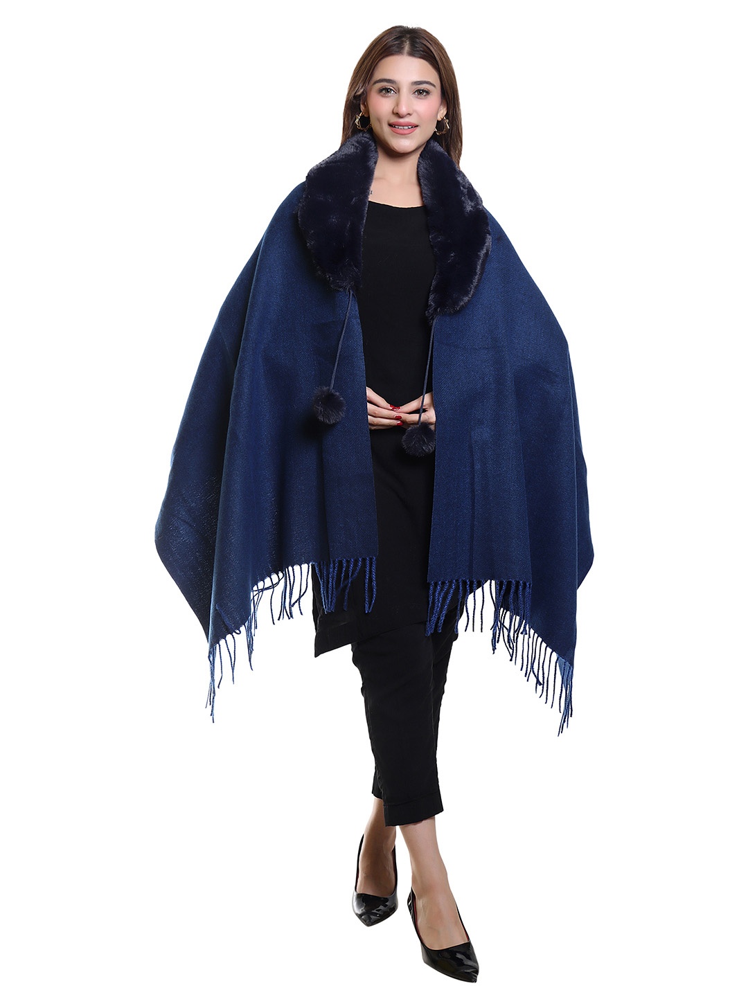 

Oswal International Women Acrylic Shawl, Navy blue