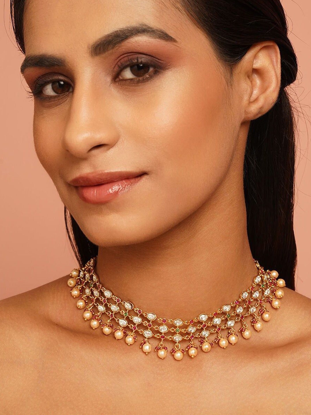

JAYPORE Kundan Necklace, Gold