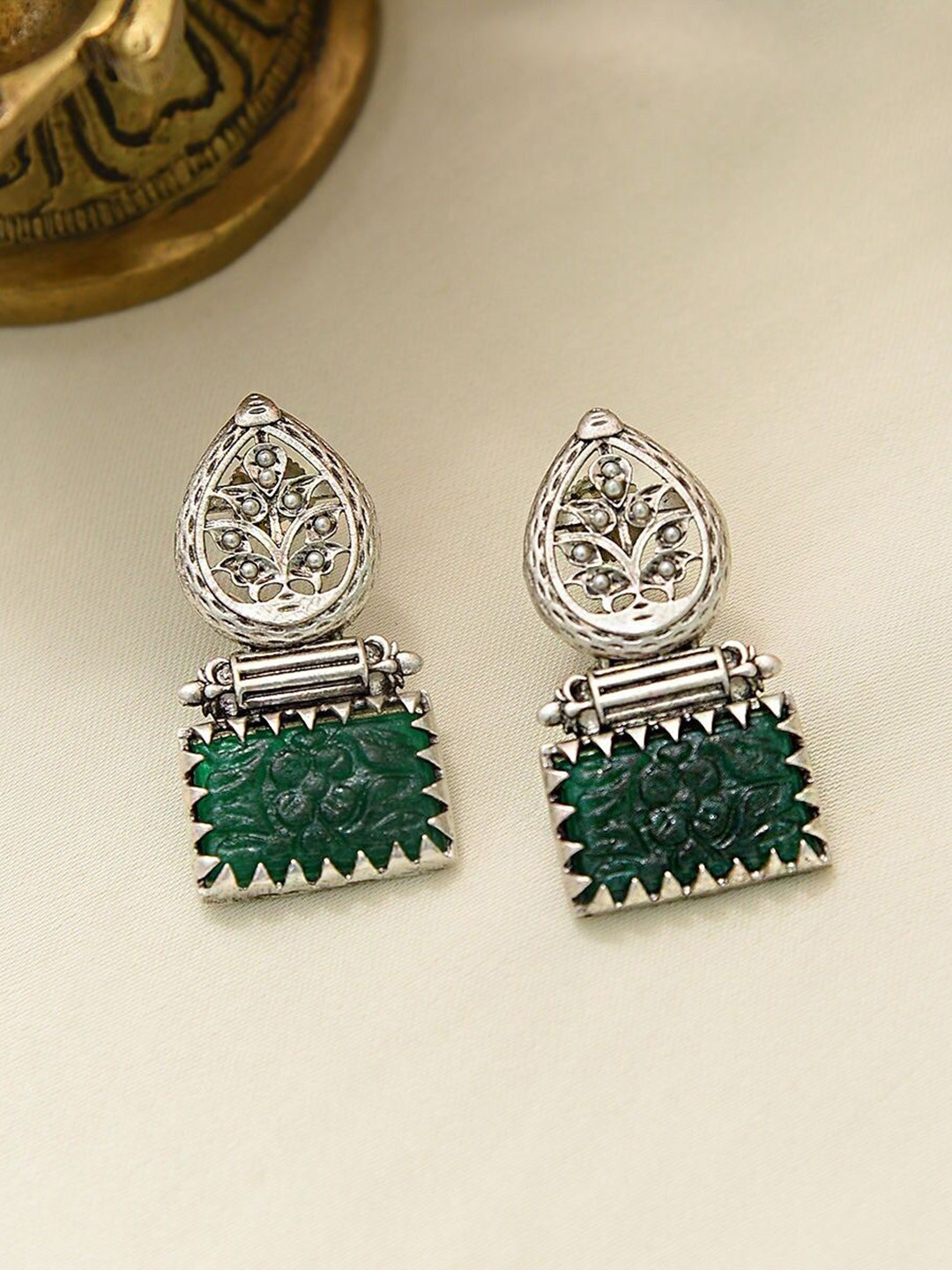 

JAYPORE Gold-Plated Contemporary Drop Earrings