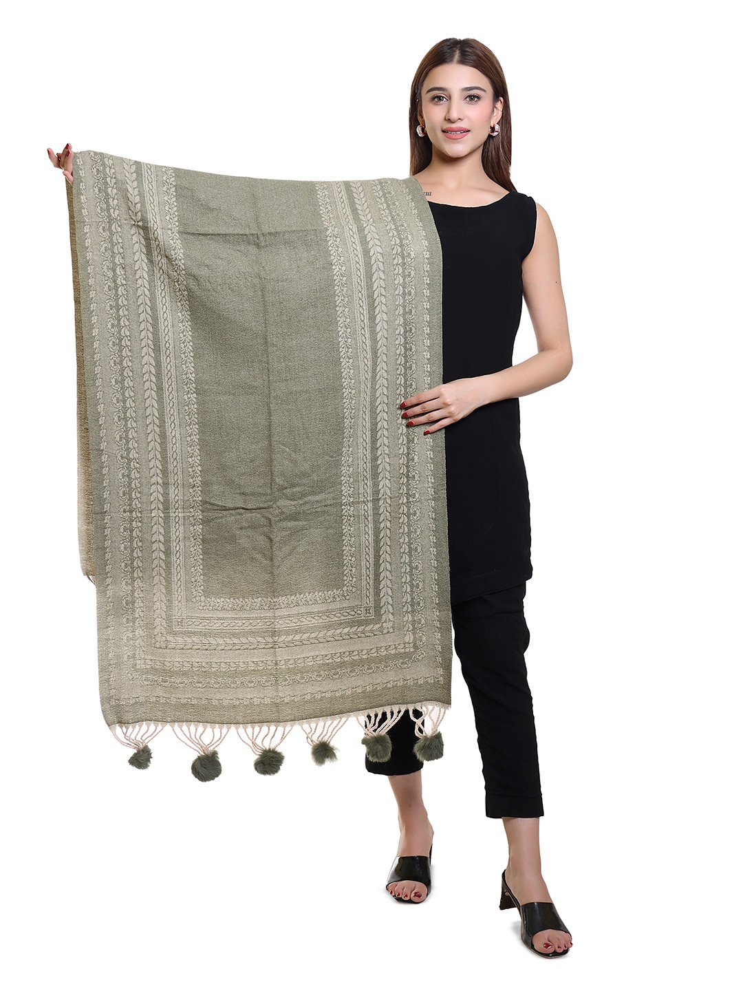 

Oswal International Women Acrylic Shawl, Olive