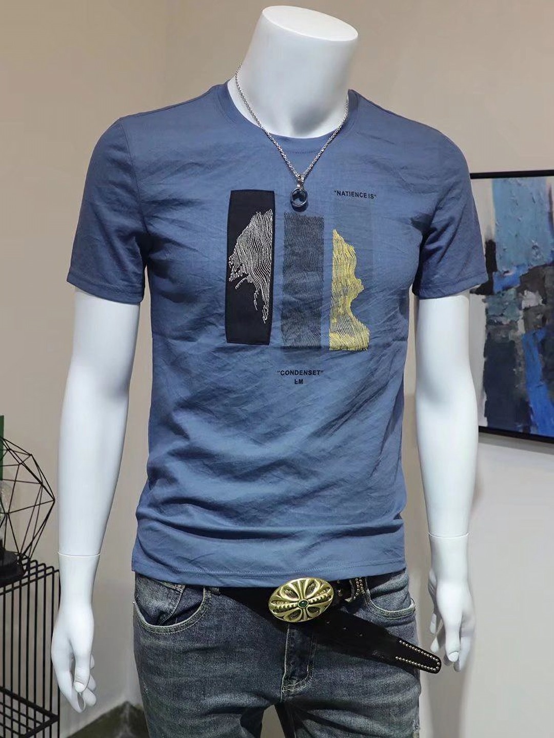 

StyleCast Men Graphic Printed Round Neck Cotton T-shirt, Blue