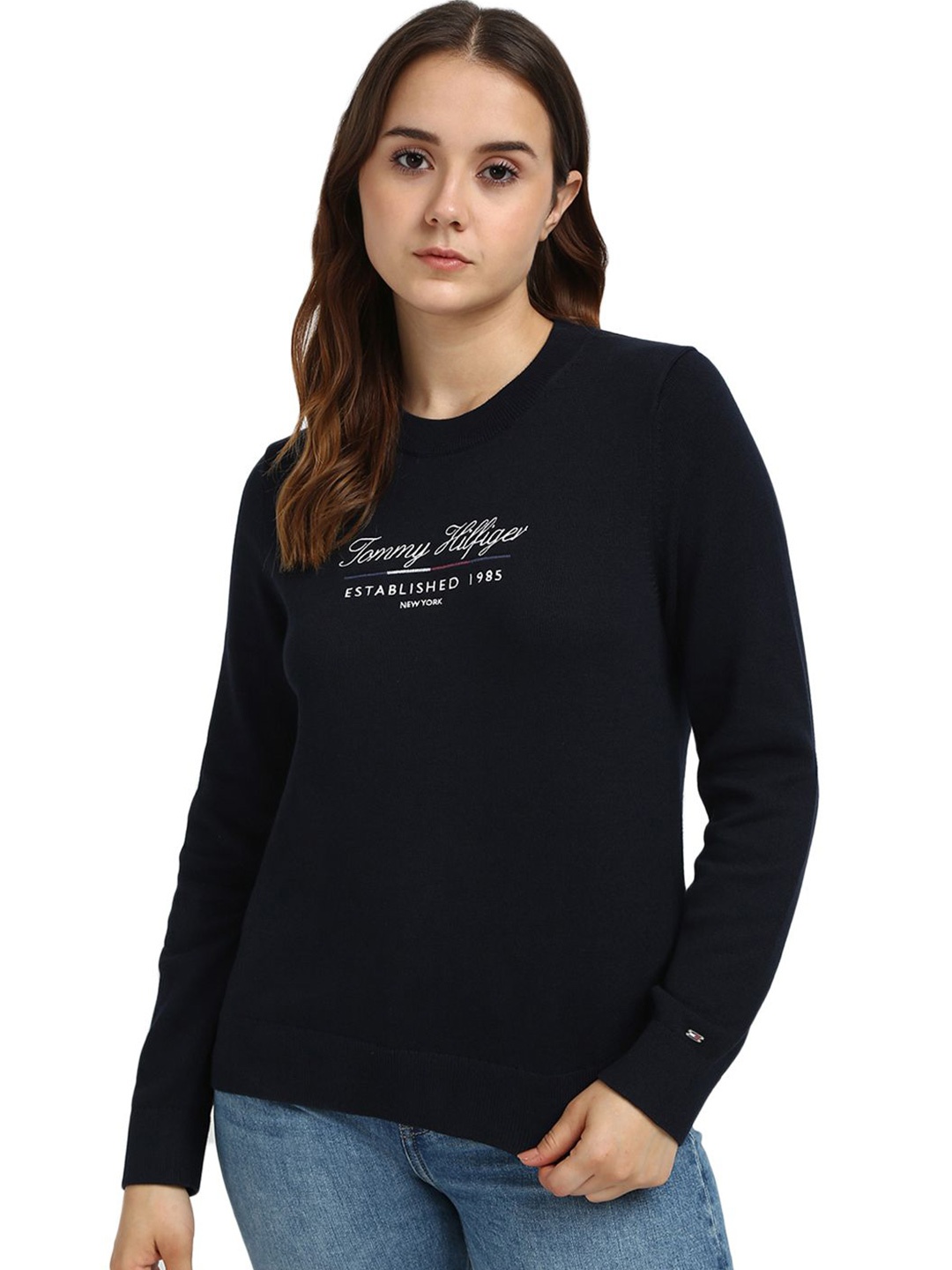 

Tommy Hilfiger Solid Women Typography Cardigan, Blue