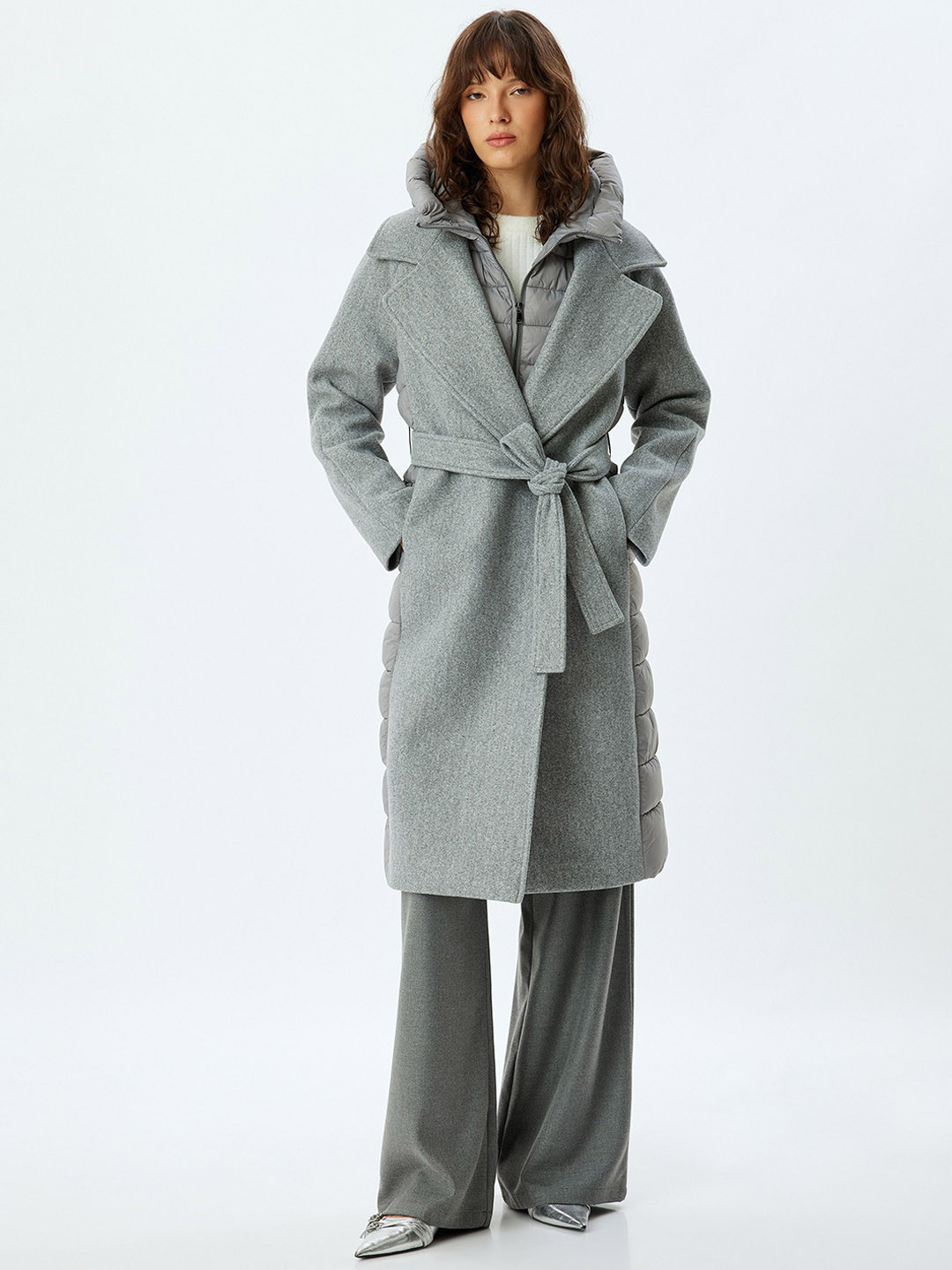 

Koton Single-Breasted Overcoat, Grey