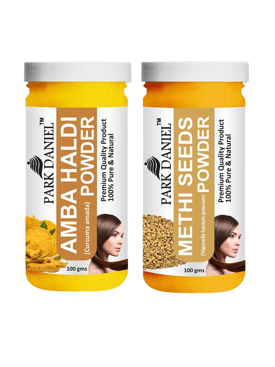 

Park Daniel Set Of 2 Amba Haldi & Methi Seeds Powder For Skin & Hair - 100 g Each, White