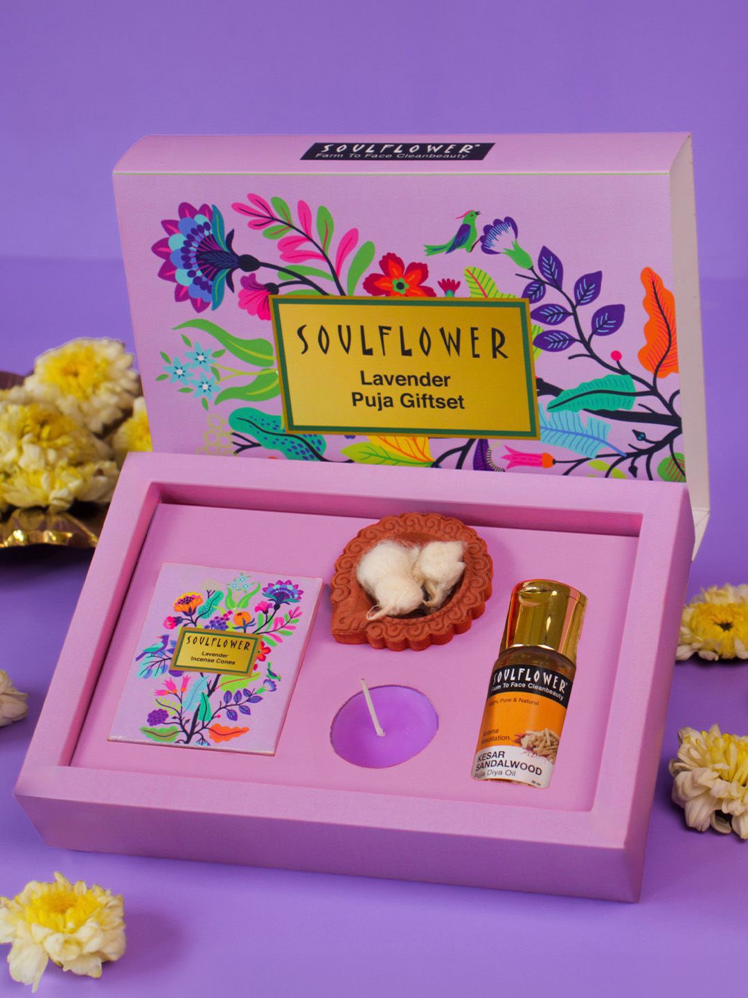 

Soulflower White & Purple 9 Pieces Lavender Puja Gift Set