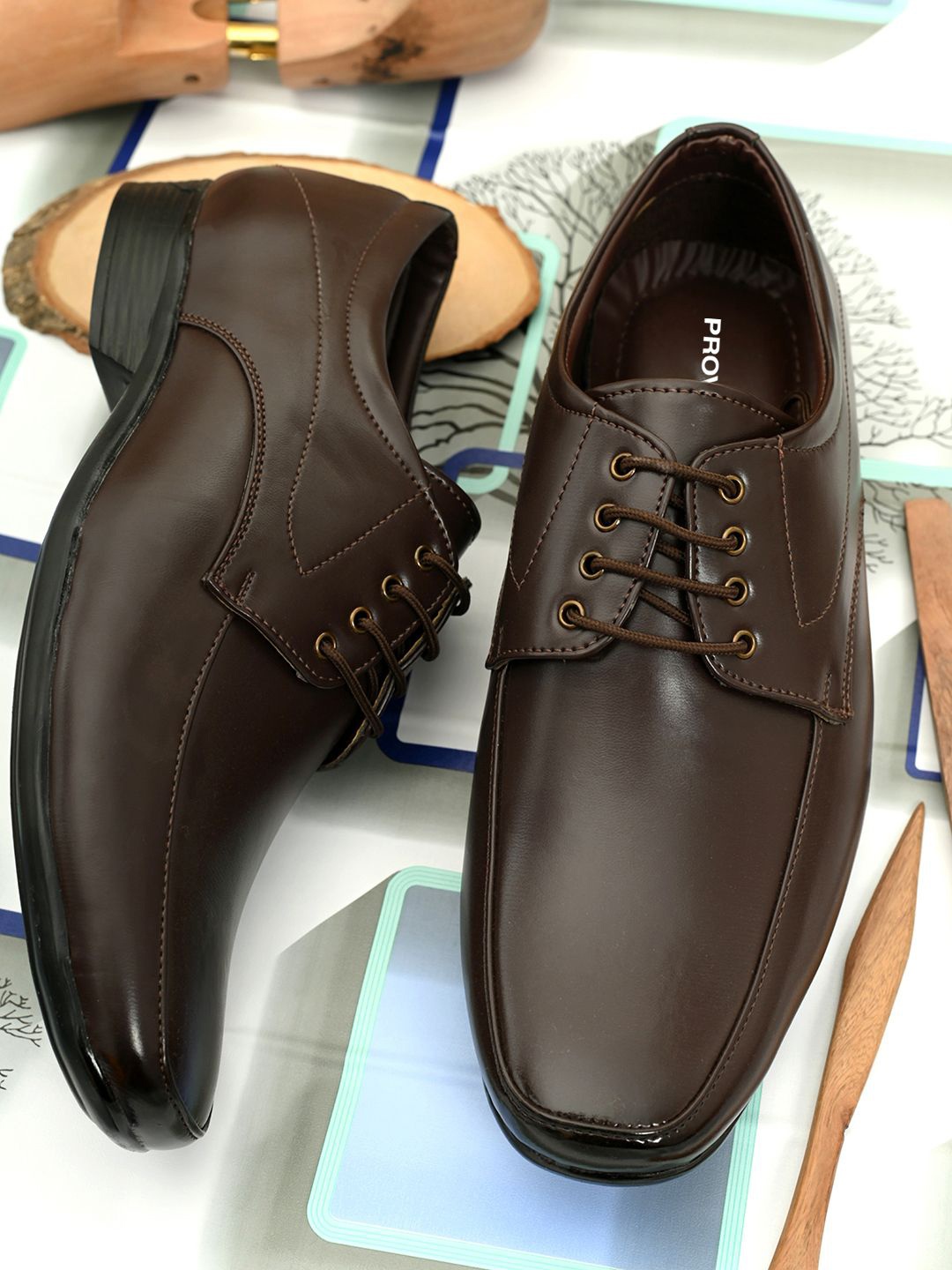 

Provogue Men Square-Toe Formal Derbys, Brown