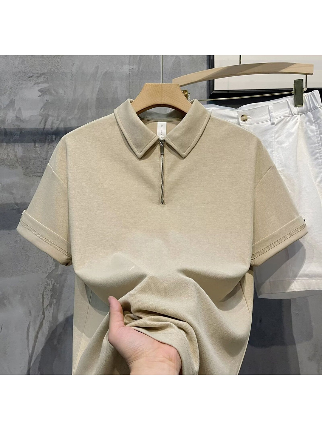

StyleCast Men Polo Collar Pockets T-shirt, Brown
